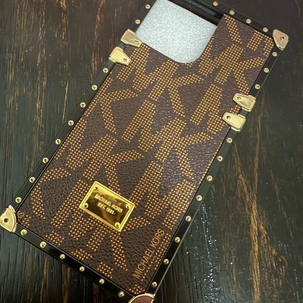 IPhone 13 Pro Max Michael Kors Brown and Gold Phone Case - Picture 3 of 7